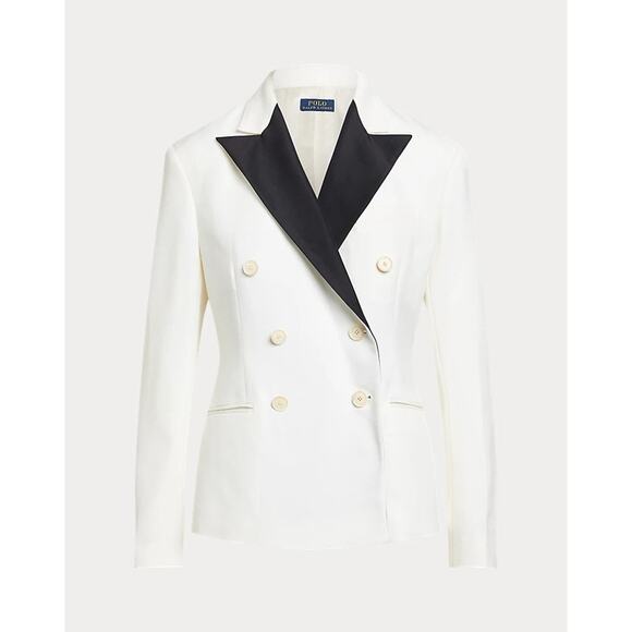 Ralph Lauren Silk-Lapel Double-Breasted Wool Blazer - 10